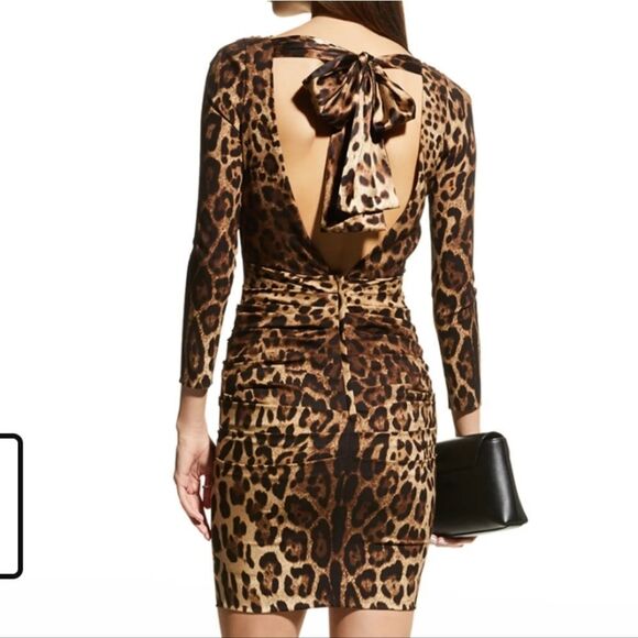 DOLCE & GABBANA Leopard-print Silk Charmeuse Minidress In Brown - Picture 3 of 16